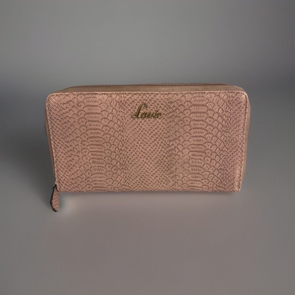 Lavie Rose Snake Pattern Large Wallet Zipper Closure